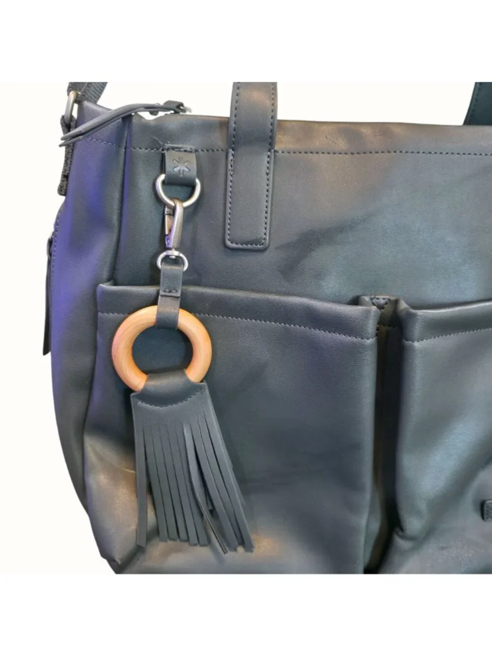 Skip Hop Greenwich Simply Chic Black Vegan Leather Diaper Baby Bag Travel Tote